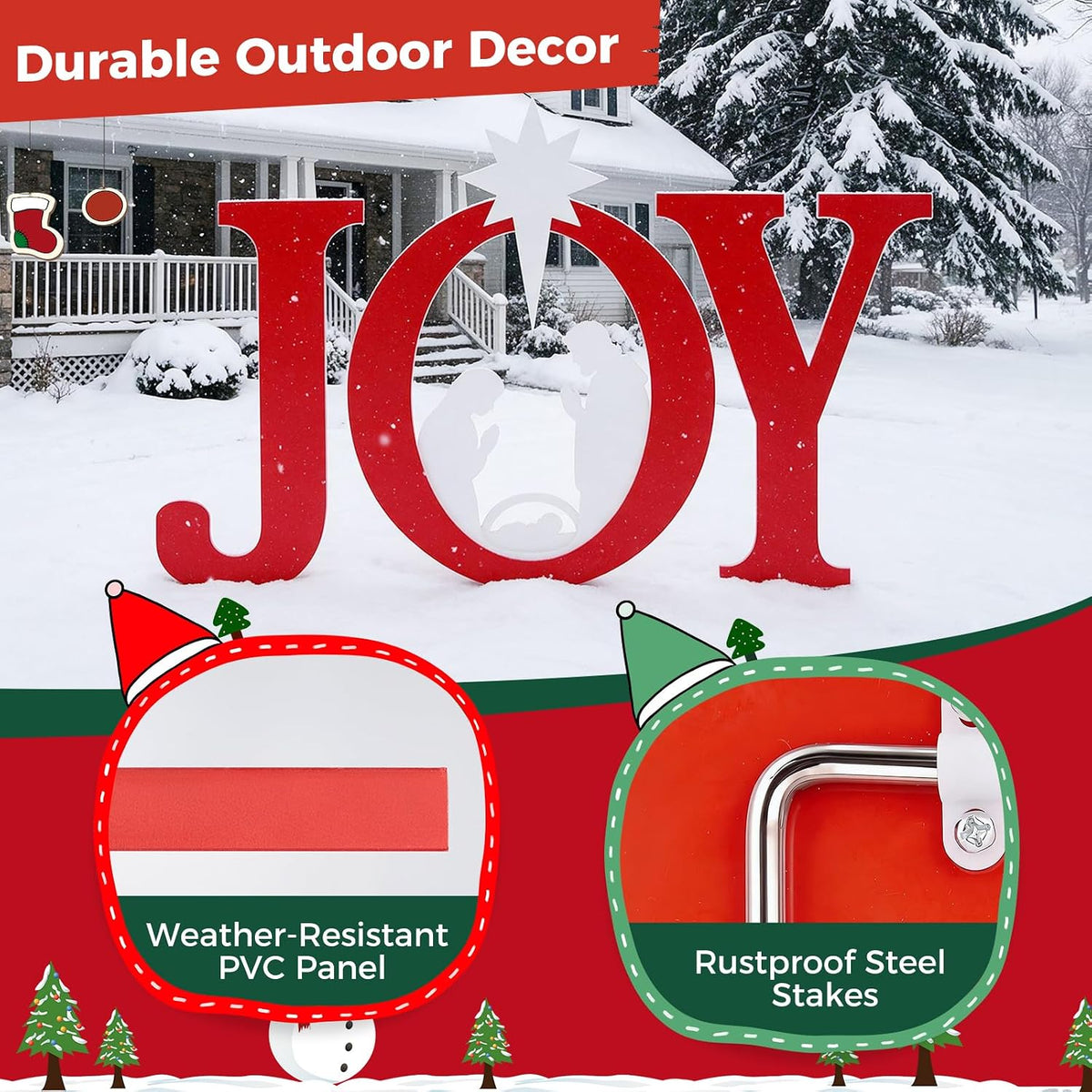 DUMOS 46 Inch Joy Christmas Decorations, Outdoor Nativity Set Scene