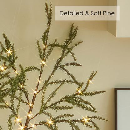 LITBLOOM Lighted Christmas Swag 96 LED Fairy Lights 2 Pack, Lighted Norfolk Pine 22IN Battery Operated with Timer for Home Door Fireplace Christmas Decoration Indoor Outdoor