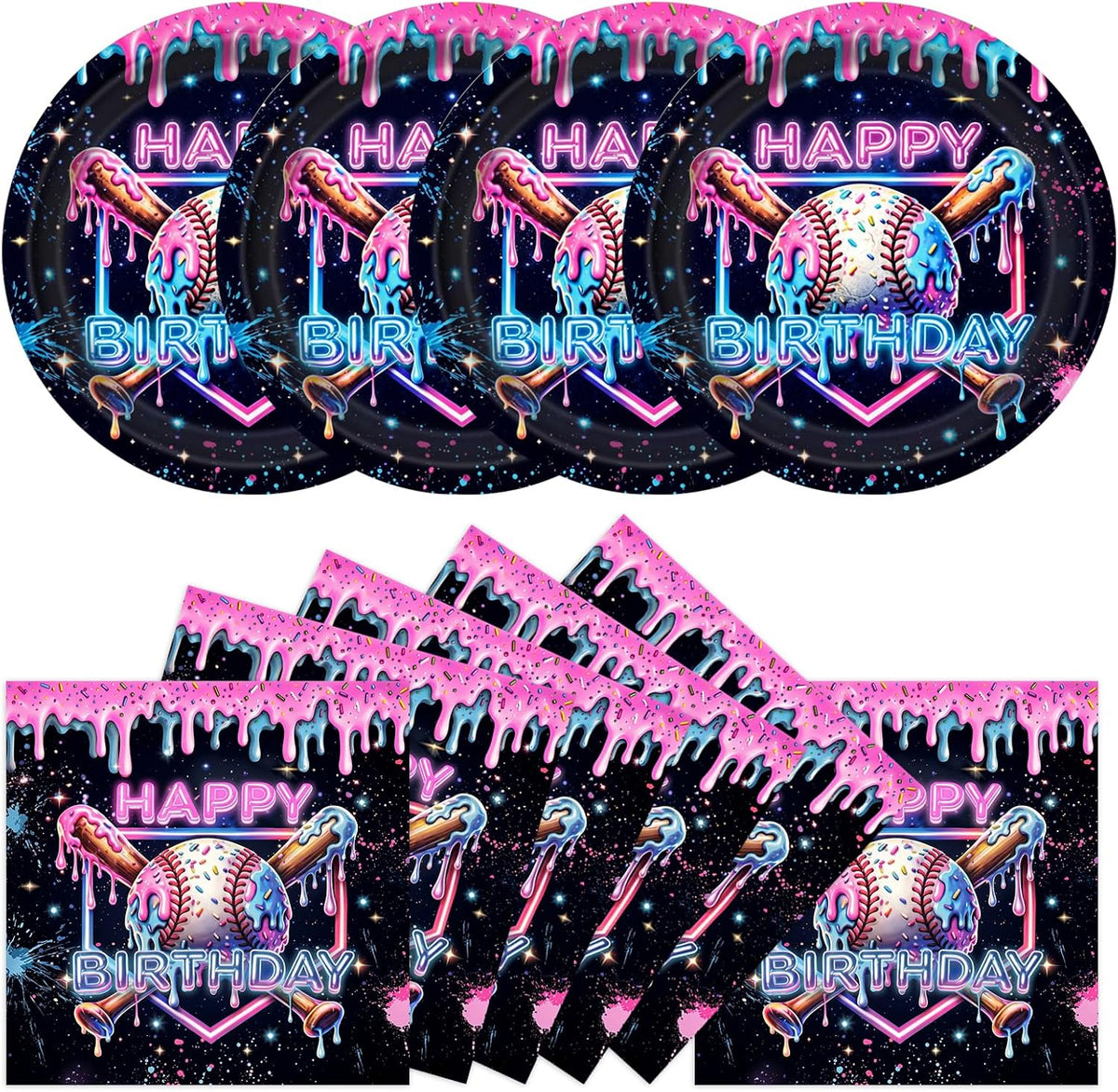 50PCS Christmas Plates and Napkins, 7 Inch Reindeer Dessert Plates