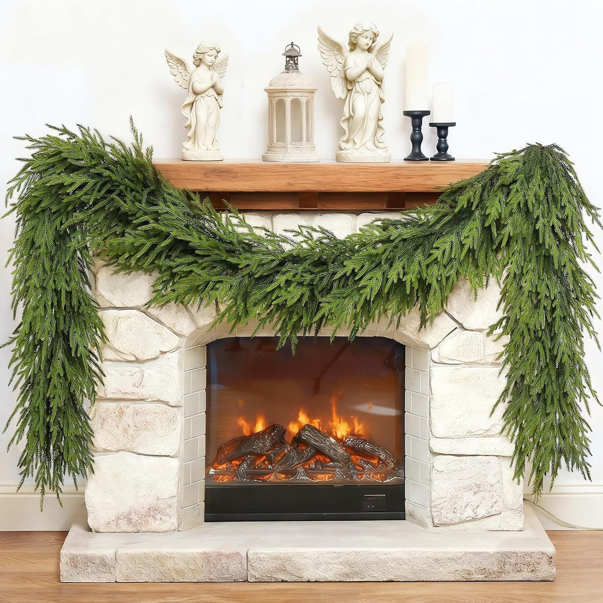 Artificial Christmas Garland, Faux Norfolk Pine for Mantle Decor (5FT 1PCS)