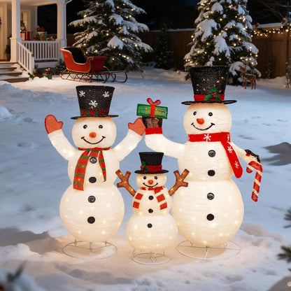 Hykolity 2 Pack 30" + 24" Pop-Up Pre-Lit Outdoor Christmas Ornament Set, Holiday Ball Decoration with 230 Warm White LEDs, 8 Light Modes & 18H Timer, Red & Green