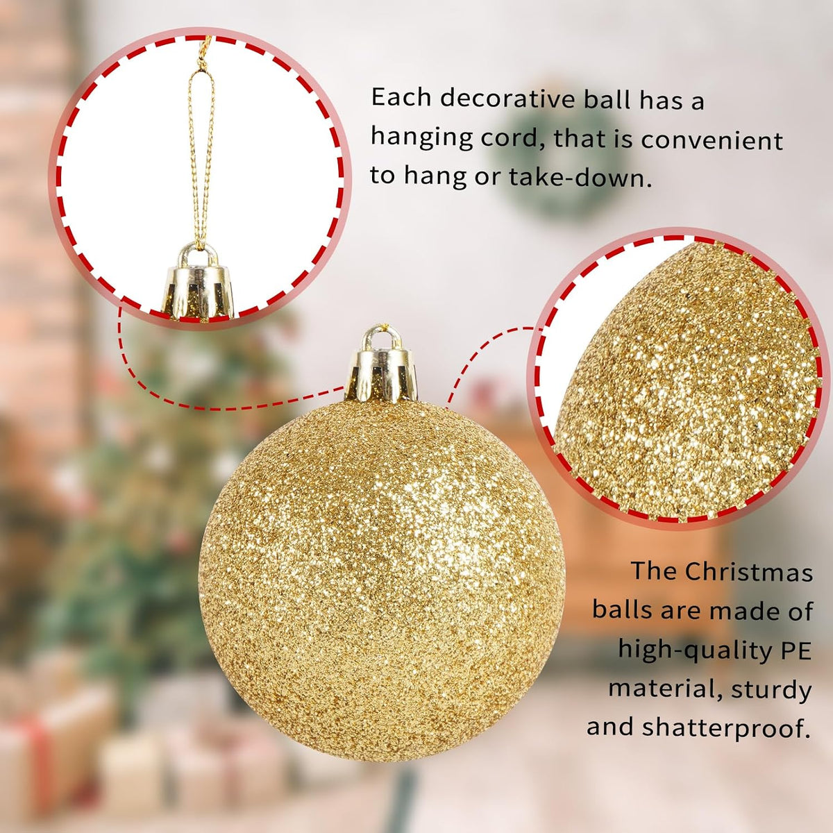 100PCS Christmas Ball Ornaments, Shatterproof Hanging Xmas Tree Decorations