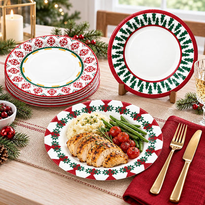 48pcs Christmas Paper Plates, 8.5 inch Xmas Party Plates Table Decorations