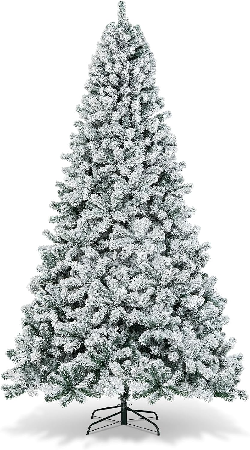 HAPPYGRILL 6FT Artificial Christmas Tree, Unlit Xmas Pine Tree, Metal Stand