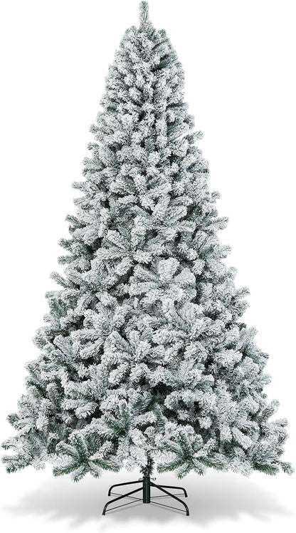 HAPPYGRILL 6FT Artificial Christmas Tree, Unlit Xmas Pine Tree, Metal Stand