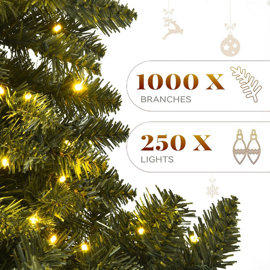 YITAHOME 6ft Prelit Green Artificial Hinged Christmas Tree with Remote