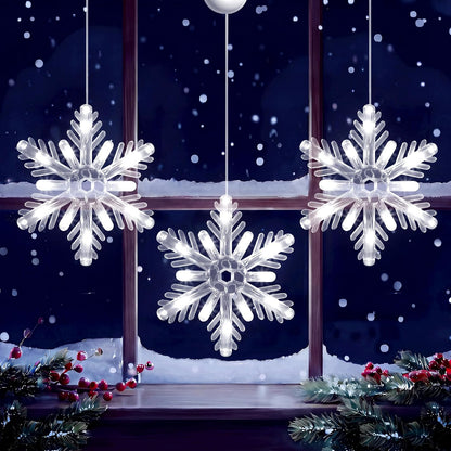 Snowflake Christmas Window Lights Christmas Decor, Cool White 3 Pack