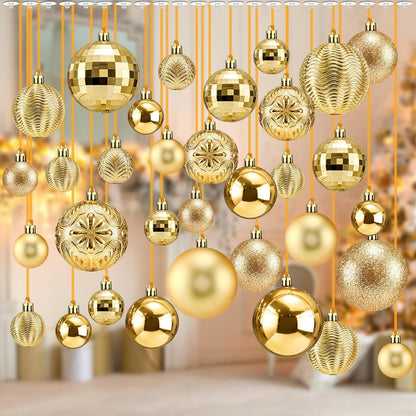 36 Pcs Christmas Balls Ornaments for Ceiling, Red, Gold