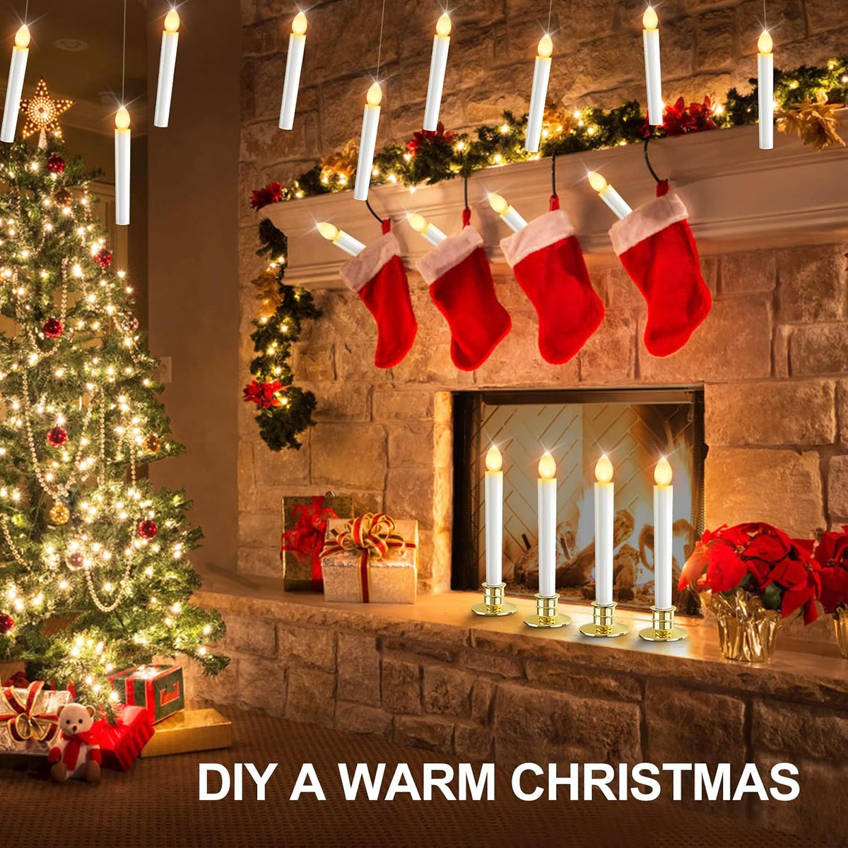 OCATO Christmas Window Candles Lights Battery Operated Candles 10 Pack