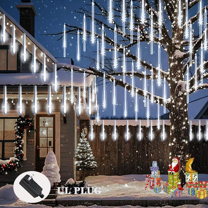 Outdoor Christmas Lights Snow Falling Rain Cascading Icicle String Lights