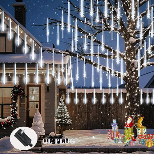 Outdoor Christmas Lights Snow Falling Rain Cascading Icicle String Lights