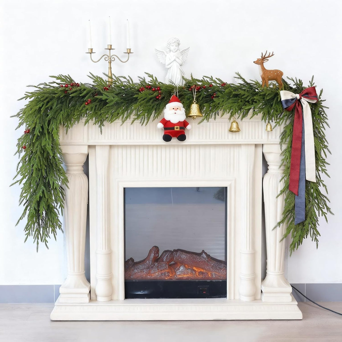 Artificial Christmas Garland, Faux Norfolk Pine for Mantle Decor (5FT 1PCS)