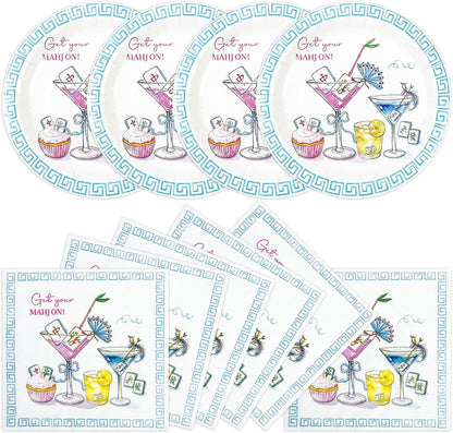 50PCS Christmas Plates and Napkins, 7 Inch Reindeer Dessert Plates