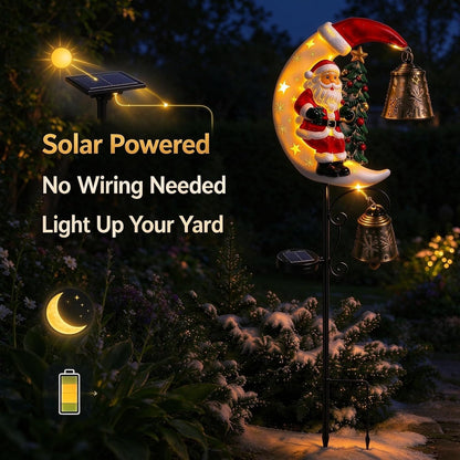 Solar Christmas Moon Snowman Garden Stake Light, Powered Lamp Post,Auto Dusk-to-Dawn Warm LED Snowflake Lantern,Outdoor Christmas Decoration for Lawn Walkway Patio Yard Festive Decor（Christmas Tree）