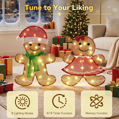 DUMOS Christmas Outdoor Decorations, Set of 2 Lighted Yard Figures