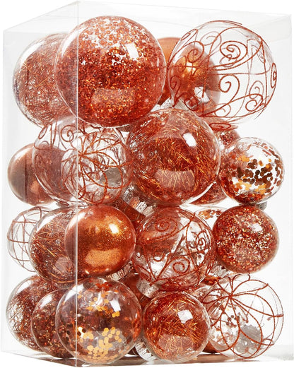 Wironlst Christmas Ball Ornaments Shatterproof Clear Large Plastic Hanging Ball Decorative Baubles Set with Stuffed Delicate Decorations (Multi-Size, Red)