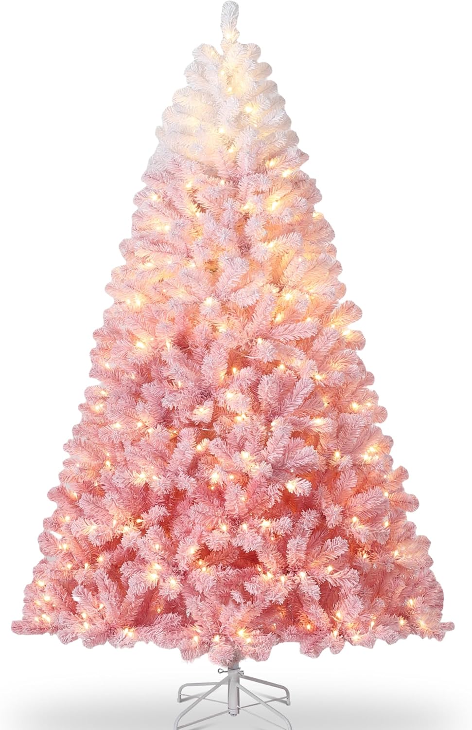 Garvee 6 ft Pencil Christmas Tree,Artificial Pre-Lit Christmas Tree,Realistic Frosted Xmas Tree Holiday Decoration, with LED Light and Metal Stand