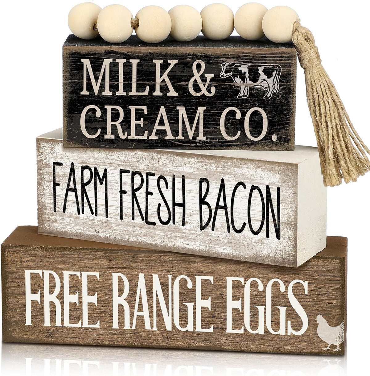 Moucuny 4 Pcs Christmas Table Decorations Indoor, Hot Cocoa Wood Block Sign