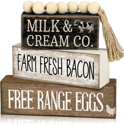 Moucuny 4 Pcs Christmas Table Decorations Indoor, Hot Cocoa Wood Block Sign