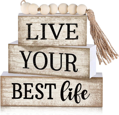 Moucuny 4 Pcs Christmas Table Decorations Indoor, Hot Cocoa Wood Block Sign