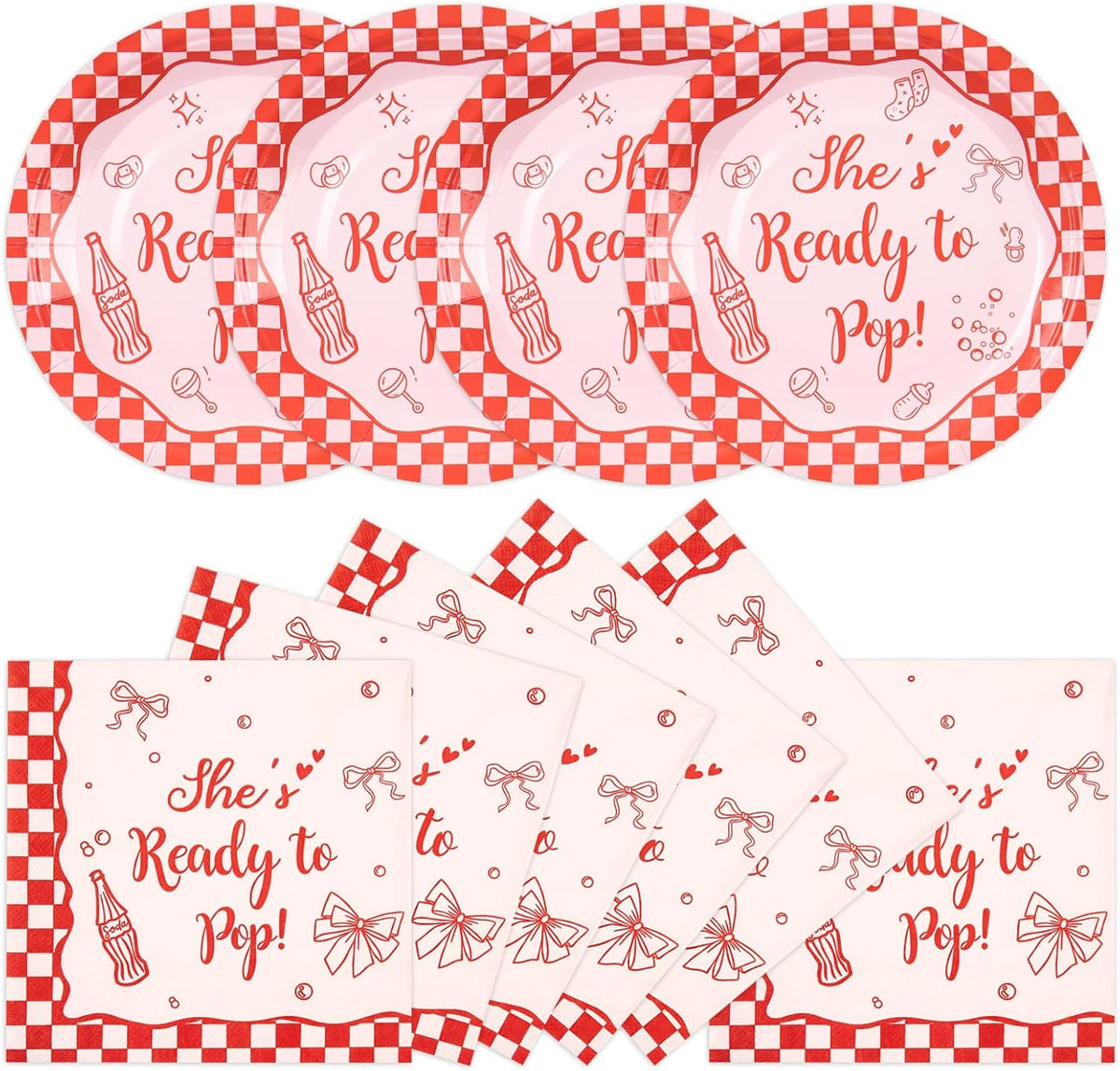 50PCS Christmas Plates and Napkins, 7 Inch Reindeer Dessert Plates