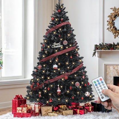 YITAHOME 6ft Prelit Green Artificial Hinged Christmas Tree with Remote