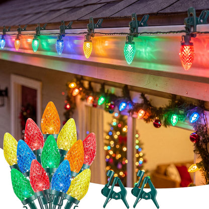 Brightown Christmas Lights Outdoor, 102FT 150LED C9 String Light with Clips