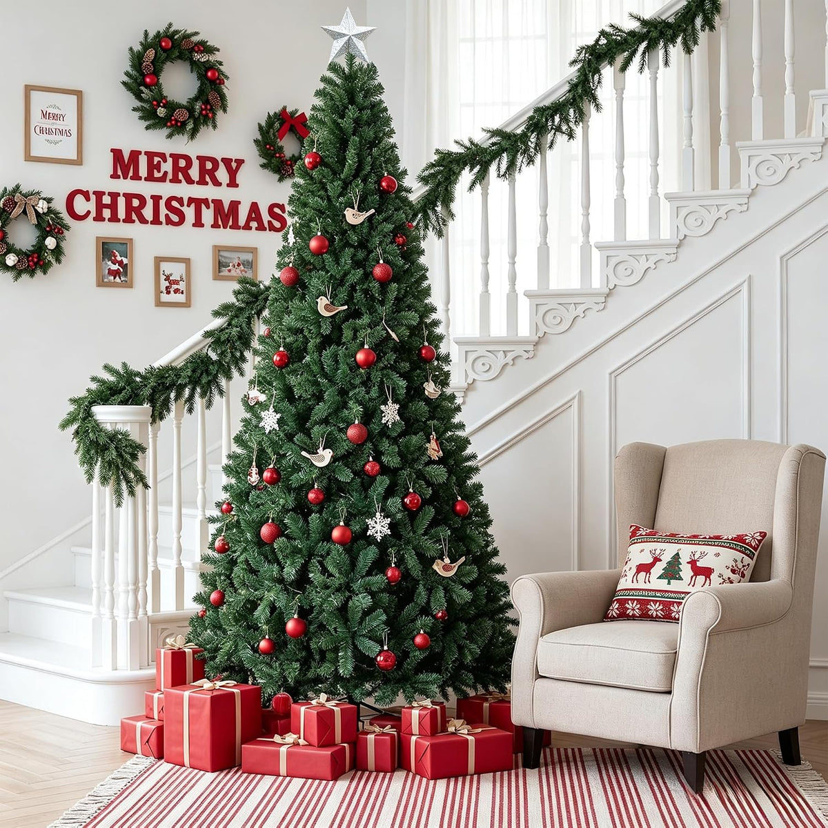 Artificial Christmas Tree,6FT Christmas with Over 1200 Branch Tips, Décor w/Easy Assembly