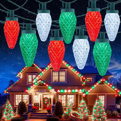 C9 Christmas Lights Outdoor, 114FT 150 LED C9 String Lights, Multicolor