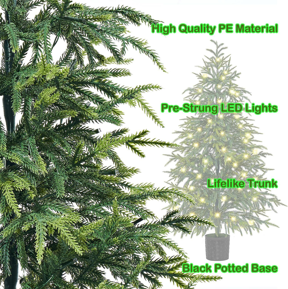Juegoal 3FT Pre-Lit Artificial Christmas Tree 2 Pack, Norfolk Potted Tree