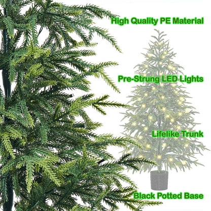 Juegoal 3FT Pre-Lit Artificial Christmas Tree 2 Pack, Norfolk Potted Tree