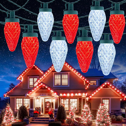 C9 Christmas Lights Outdoor, 114FT 150 LED C9 String Lights, Multicolor