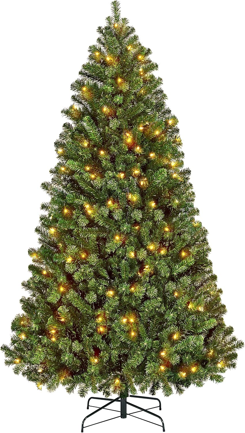 Yaheetech 4.5ft Pre-lit Christmas Tree with 150 Warm White Lights, Green