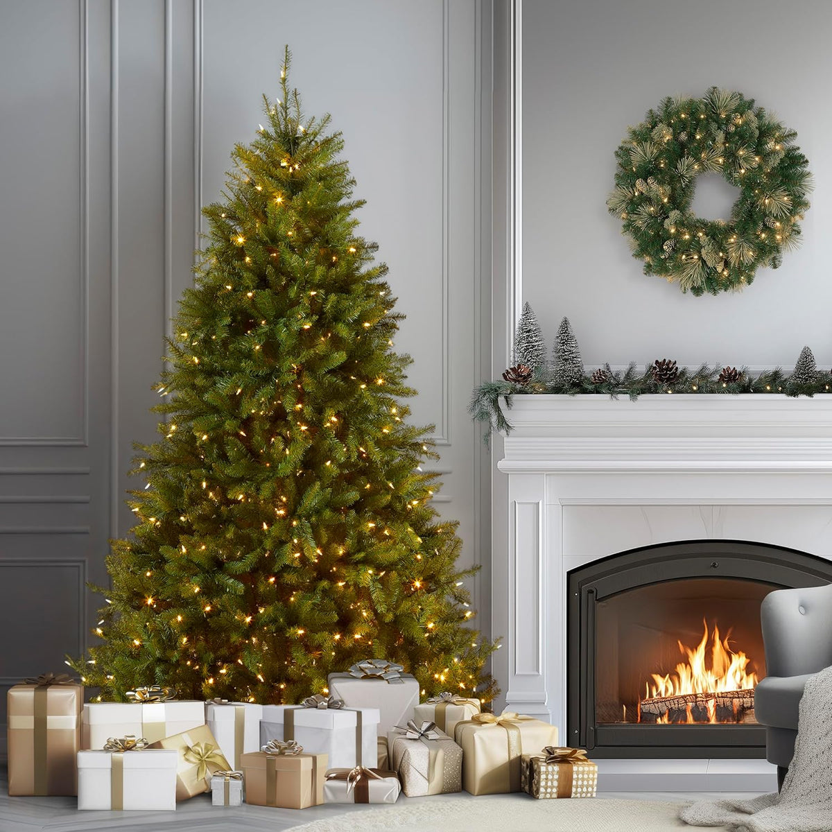 National Tree Company 7.5ft Pre-Lit Dunhill Fir Artificial Christmas Tree