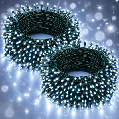 Dazzle Bright Outdoor Christmas String Lights, 1000 LED 328 FT Plug in Fairy Light with Remote Control 8 Modes & Timer, Waterproof Decoration for Home Garden Yard Xmas Wedding, Warm White