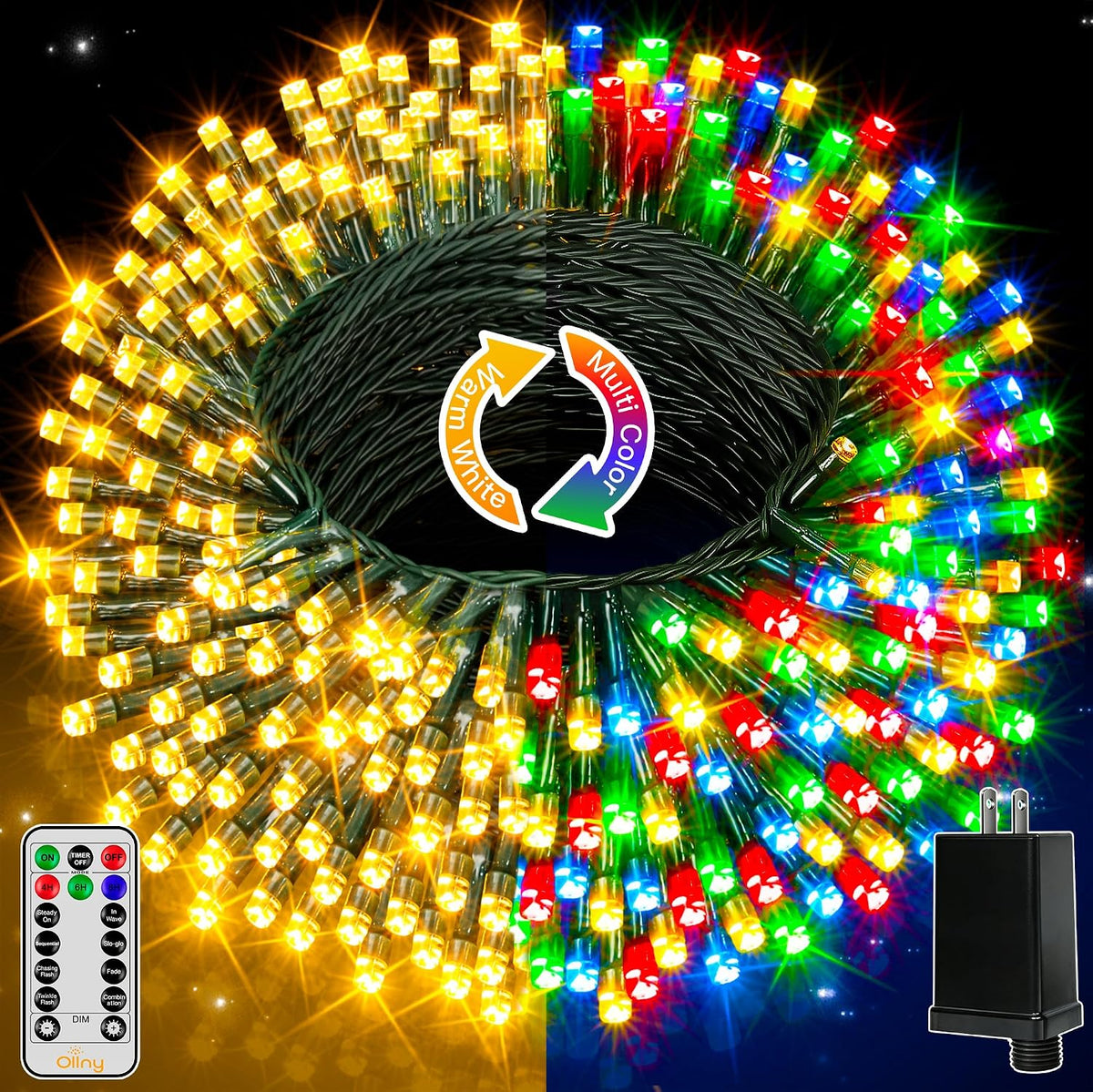 Ollny 210FT 640LED Color Changing Christmas Lights with Remote, 11 Modes
