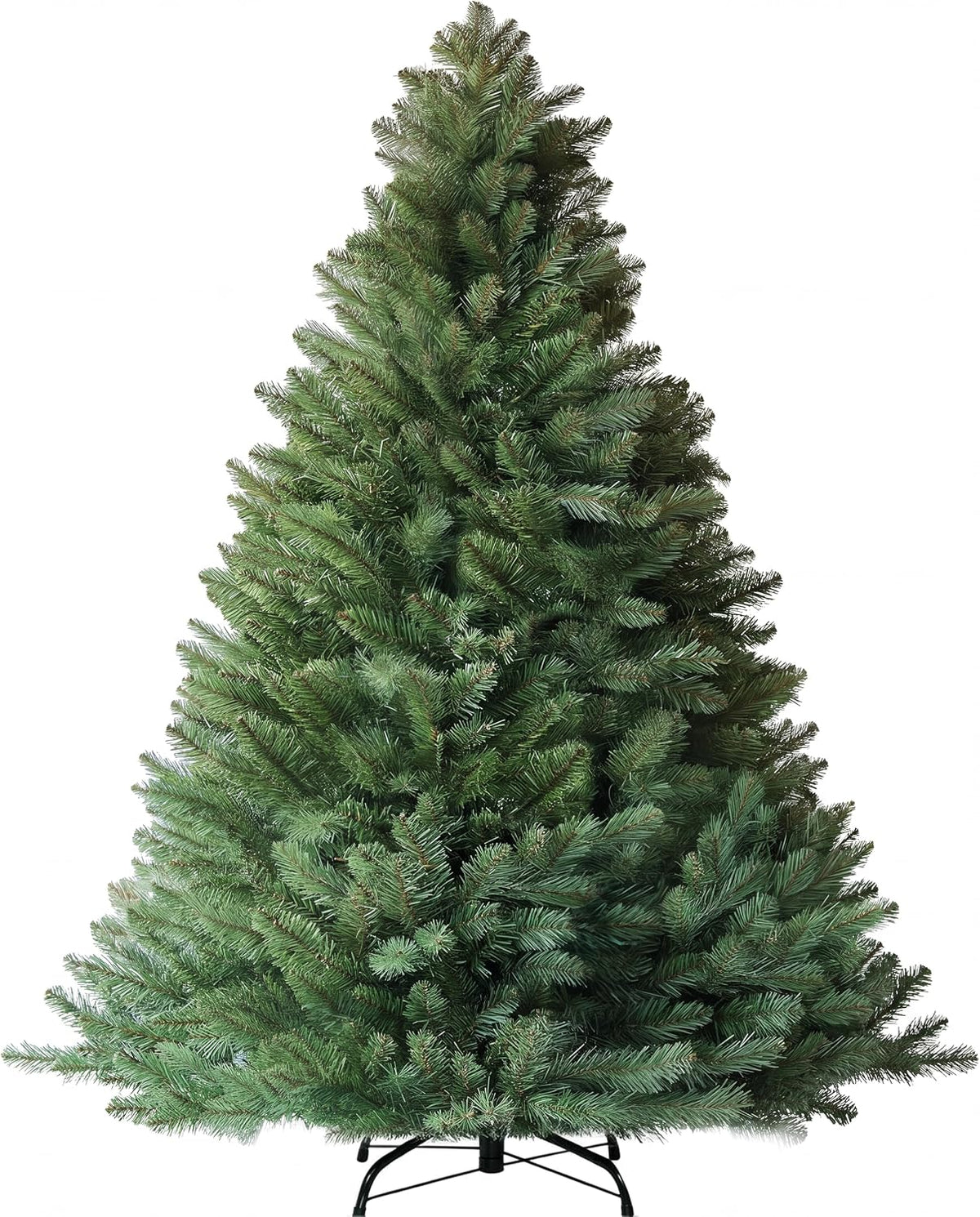 LUCKLIFE 6 ft Artificial Christmas Tree, Full PVC Unlit Christmas Tree with Champagne Gold Mesh Ribbon, Metal Stand, Easy Assembly for Home & Holiday Party Decor, Green