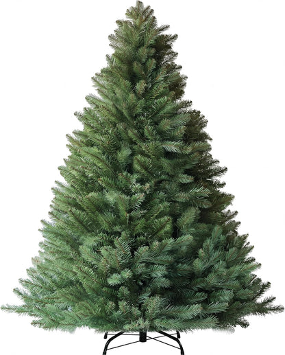 LUCKLIFE 6 ft Artificial Christmas Tree, Full PVC Unlit Christmas Tree with Champagne Gold Mesh Ribbon, Metal Stand, Easy Assembly for Home & Holiday Party Decor, Green