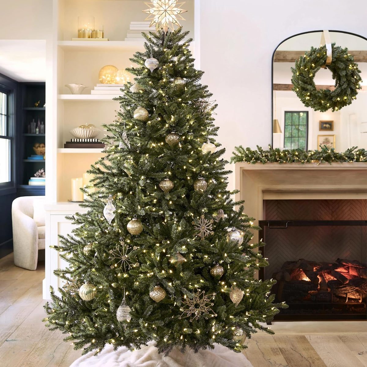Balsam Hill 7.5 ft Unlit Classic Blue Spruce - Artificial Christmas Tree with 2,960+ Tips, Premium Stand & Easy Assembly for Indoor Holiday Decorating