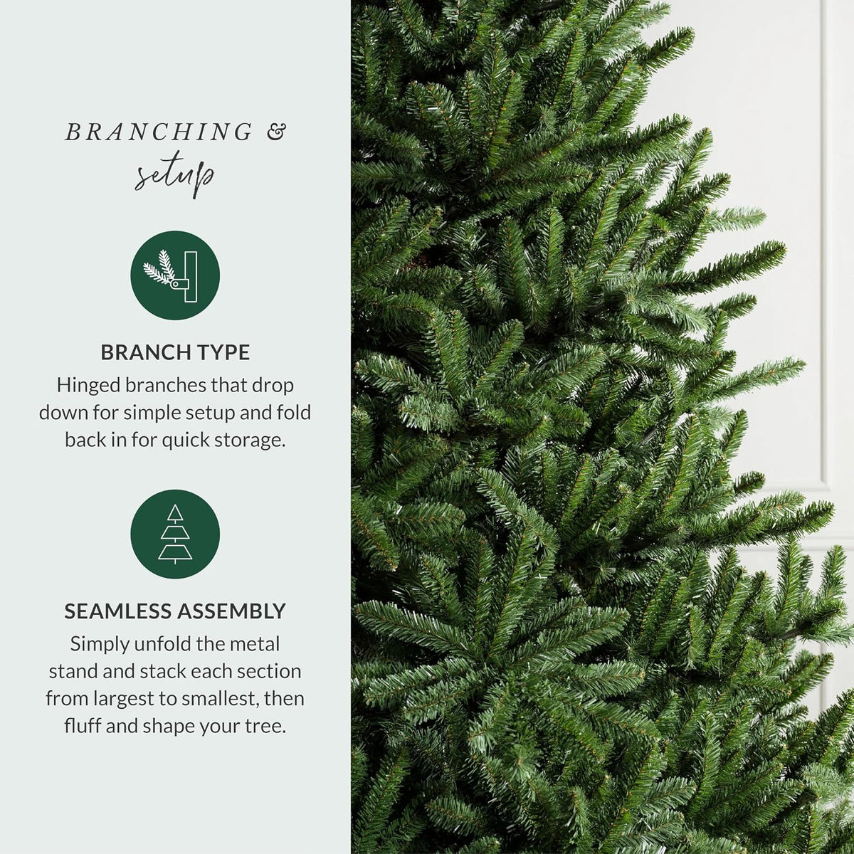 Balsam Hill 7.5 ft Unlit Classic Blue Spruce - Artificial Christmas Tree with 2,960+ Tips, Premium Stand & Easy Assembly for Indoor Holiday Decorating