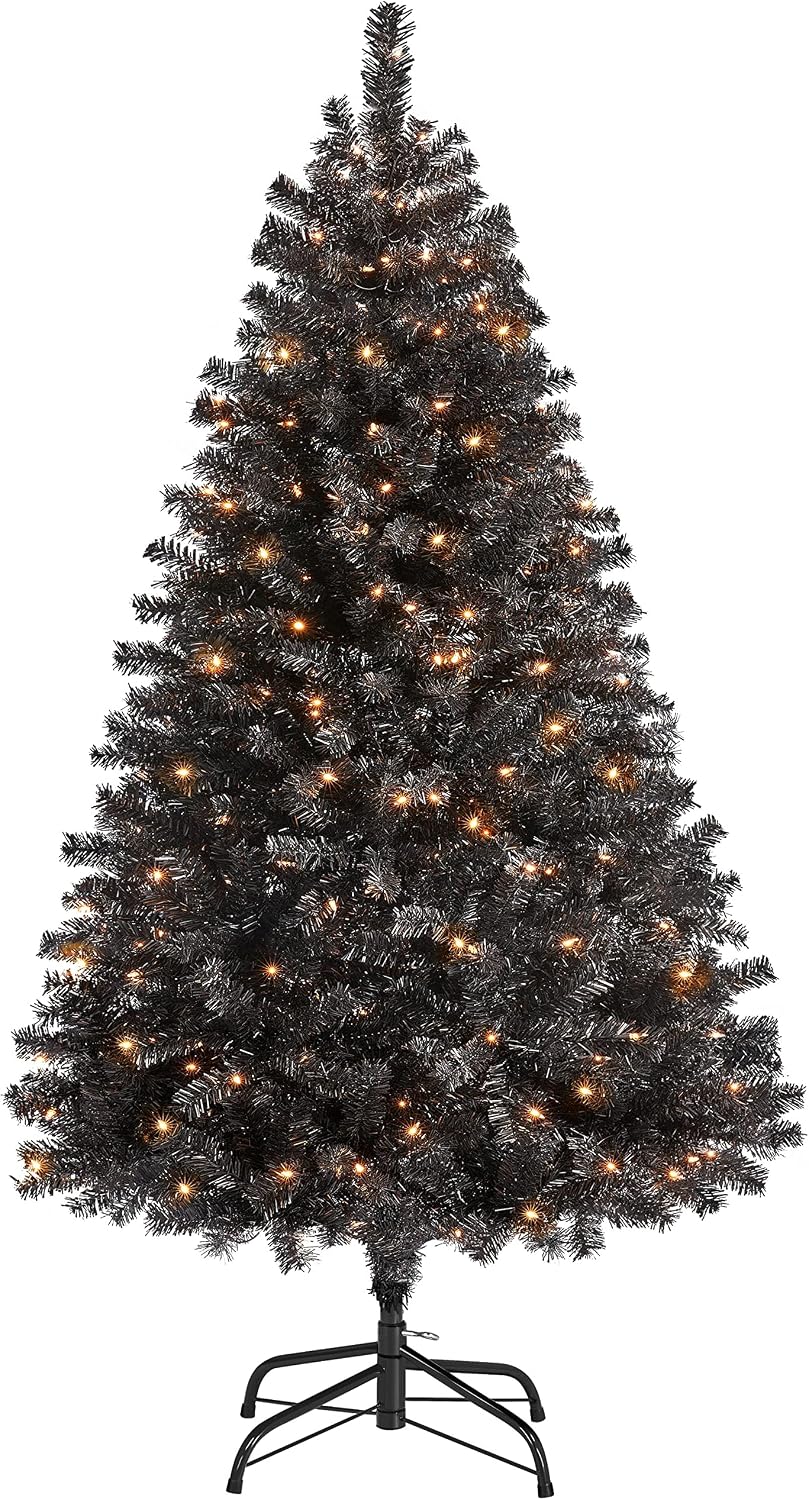 Yaheetech 4.5ft Pre-lit Christmas Tree with 150 Warm White Lights, Green