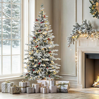 YITAHOME 6ft Prelit Green Artificial Hinged Christmas Tree with Remote