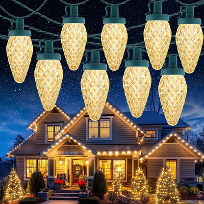 C9 Christmas Lights Outdoor, 114FT 150 LED C9 String Lights, Multicolor