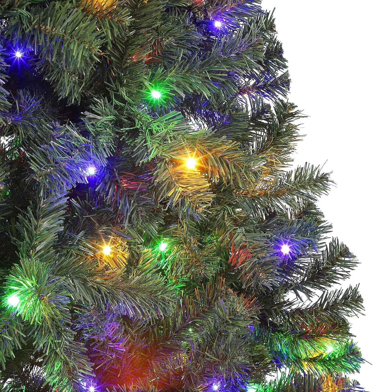 GAOMON 6ft Prelit Wide Fraser Fir Artificial Christmas Tree with RGBW Light