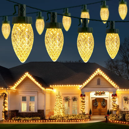 Brightown C9 Christmas Lights Outdoor, 114FT 150 LED Warm White Lights