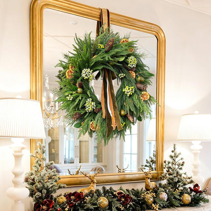 Christmas Wreaths for Front Door, Norfolk Pine Wreath with Light