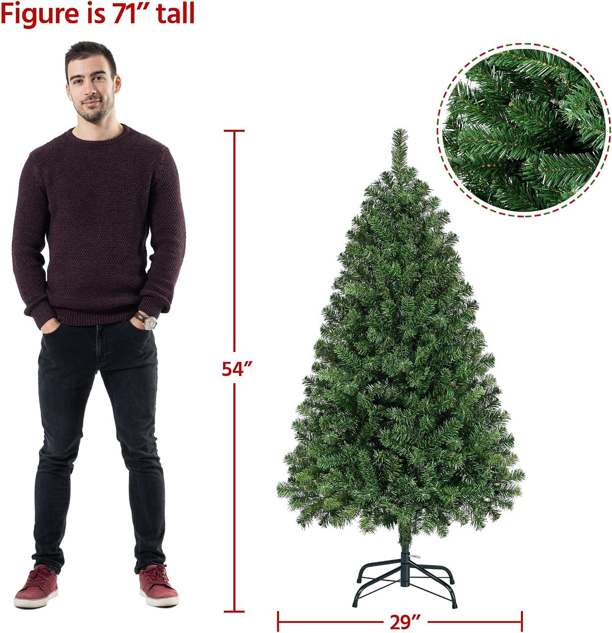 Yaheetech 4.5ft Pre-lit Christmas Tree with 150 Warm White Lights, Green
