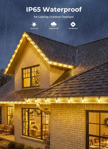 Brightown Christmas Lights Outdoor, 102FT 150LED C9 String Light with Clips