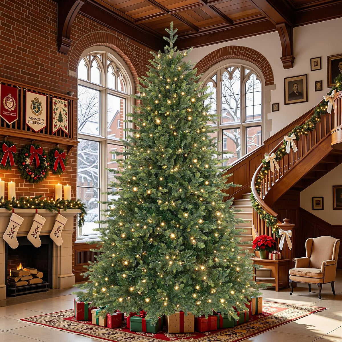 SHareconn 7.5ft Prelit Artificial Fir Christmas Tree with Dual Color Lights