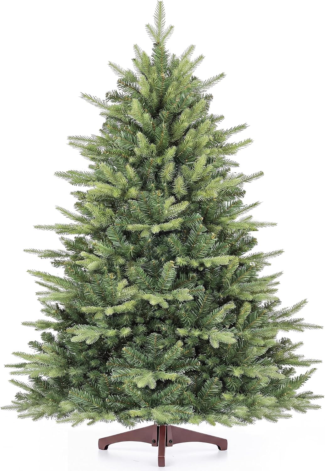 LUCKLIFE 6 ft Artificial Christmas Tree, Full PVC Unlit Christmas Tree with Champagne Gold Mesh Ribbon, Metal Stand, Easy Assembly for Home & Holiday Party Decor, Green